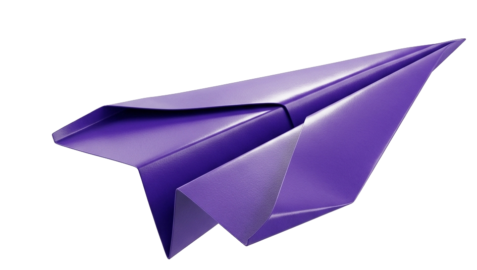 3D paper plane icon for sending messages