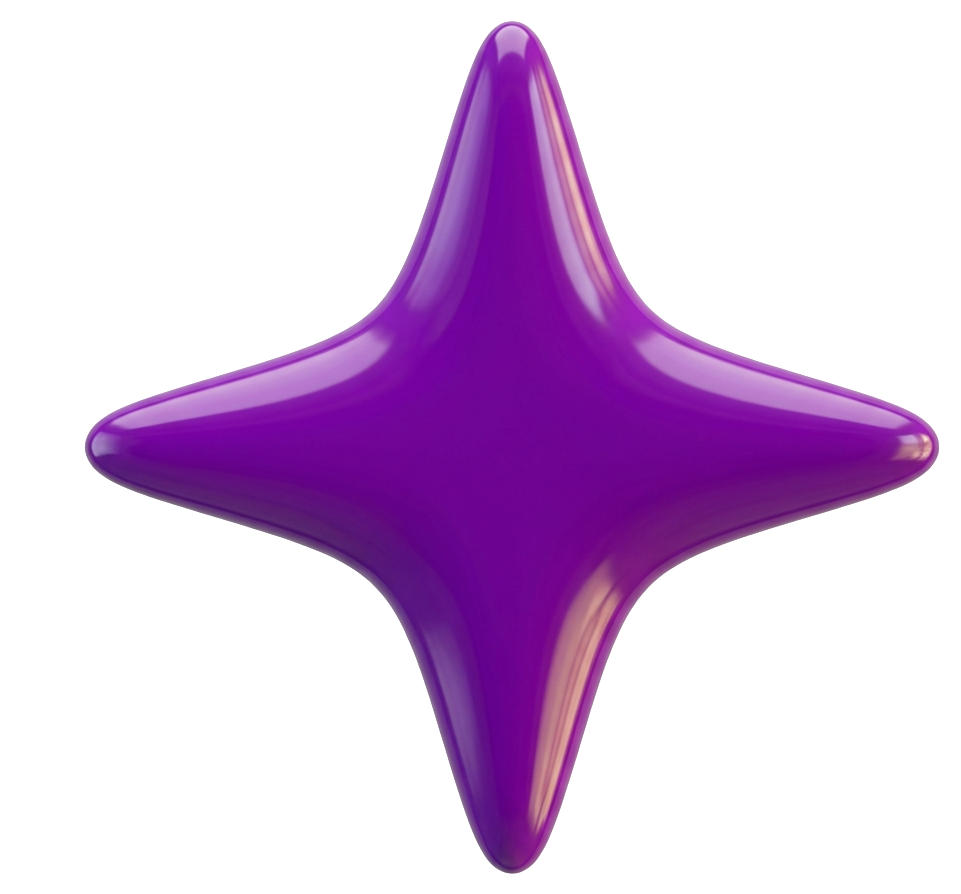 Decorative 3D purple star accent
